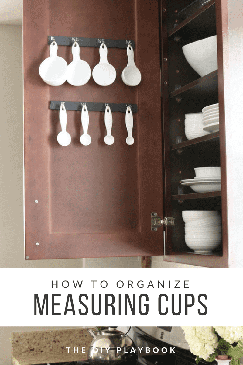 Organizing measuring cups and spoons in your kitchen. 