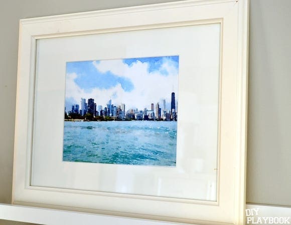 Chicago watercolor in frame