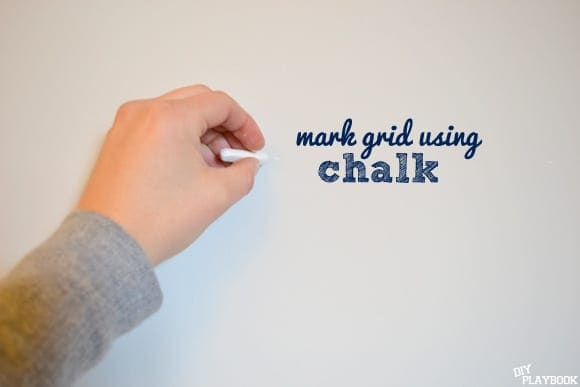 For an accurate DIY Diamond Accent Wall make sure to Mark the Wall grid using chalk that the tape will cover.  | DIY Playbook
