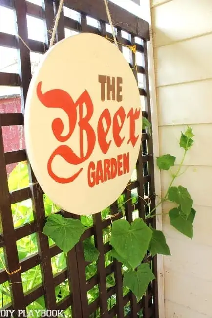 This custom "Beer Garden" pallet sign is cute. 