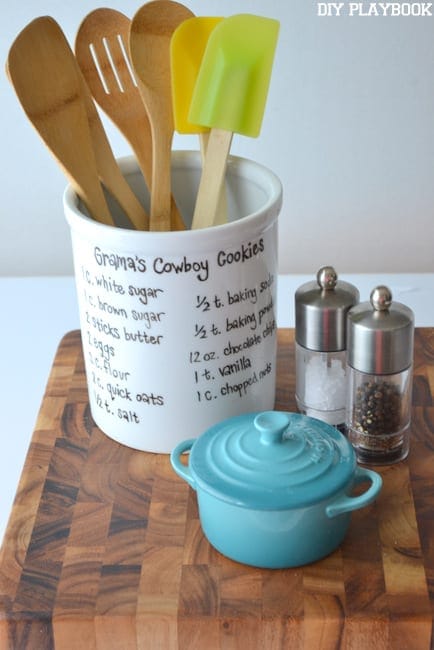 This DIY utensil holder is a special project that's perfect for a gift for a loved one