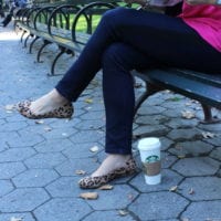 Casey and her coffee in Central Park.