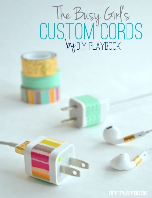 Using Washi tape to customize cords is a great idea!