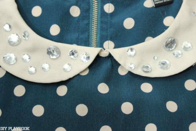 Add jewels to both sides of the collar using just a speck of glue. 