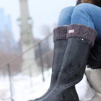 Black Hunter boots with boot socks