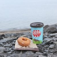 Donuts and coffee by the lakeon a trip to Buffalo.