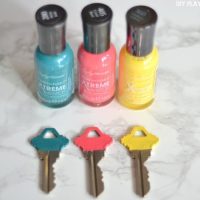 DIY Monogrammed Leather Keychain - made with nail polish so you can choose your favorite colors!