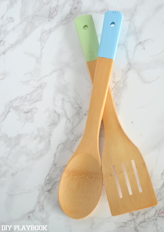 Every home can use more wooden utensils! I painted these for some added flair.