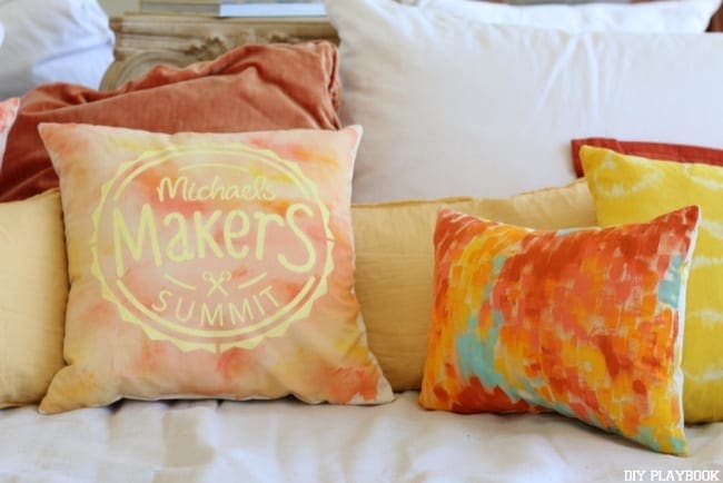 Michael's Makers Summit pillows were bright and colorful