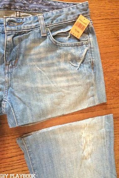 Cut the jeans for your DIY jean shorts!