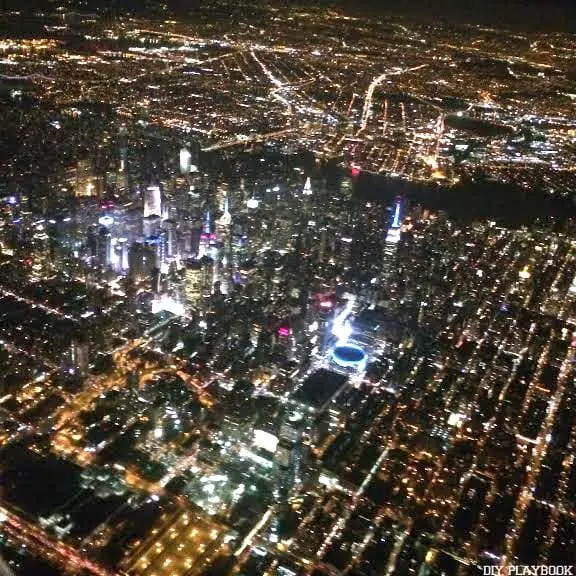 New York City at night from the plane