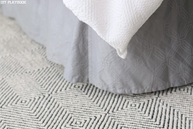 the texture helps play with the style: How to pick a Neutral Bedroom Rug Tutorial | DIY Playbook