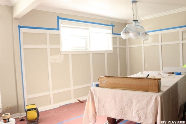 Dining Room Progress - The board and batten walls in the dining room are getting closer to being finished!