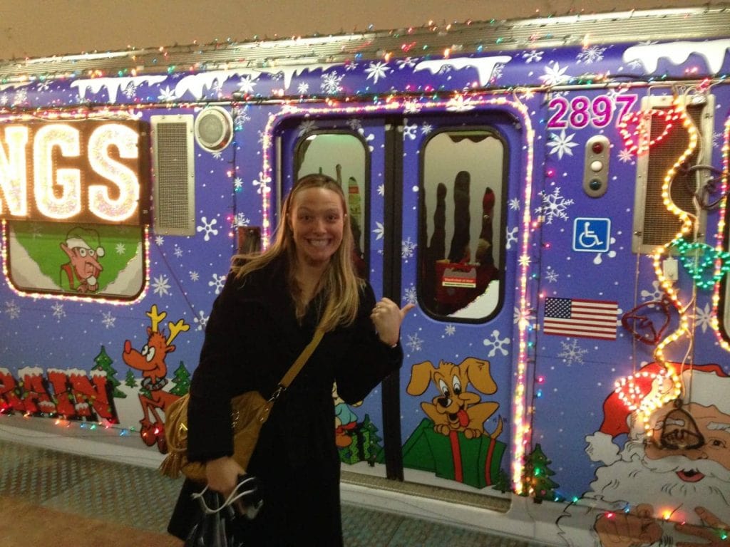 Take the city holiday train to get in the Christmas spirit. 
