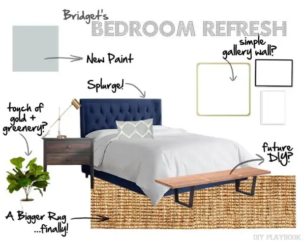 Here's my design board for the master bedroom refresh. Isn't it going to be great?