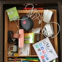 Junk drawers like this often fill with clutter and get messy.