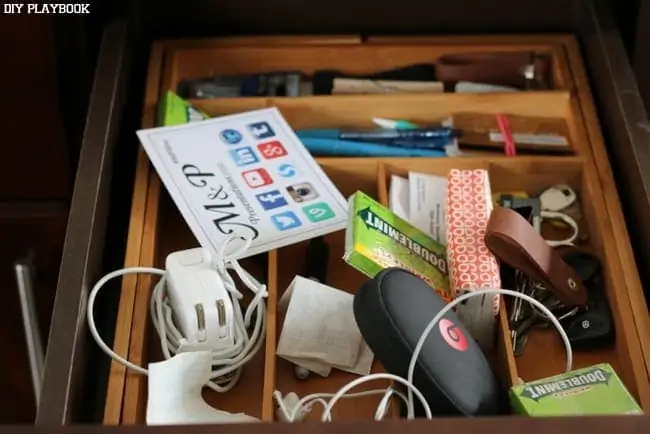 A cluttered junk drawer causes stress and frustration. 