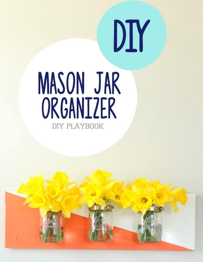 Colorful mason jar organizer