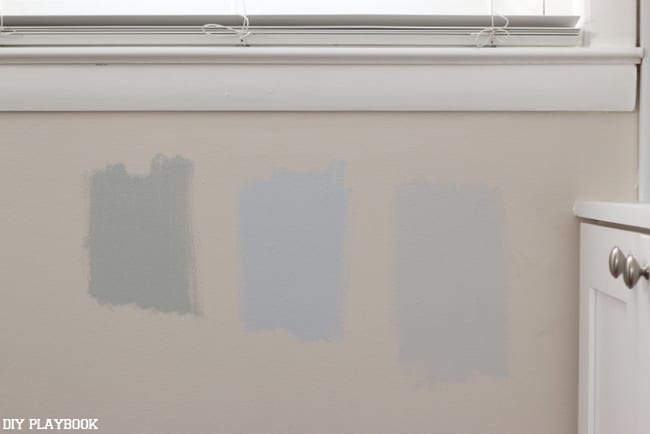 We're working on testing paint samples for the master bedroom refresh. I always prefer to get actual paint samples to see the true color on the wall. 