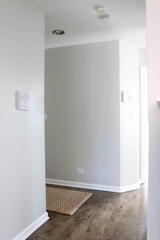 The before shot of our plain white hallway which needed some visual interest. 