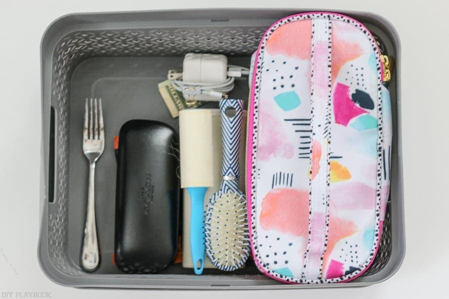 I opted to put the smaller, loose items in this make up bag to keep things easier to find in the box. 