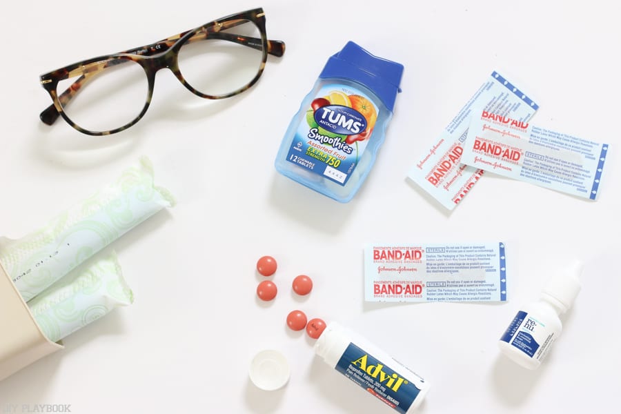 For the DIY Desk Essentials, health items are a must. Medicines, band aids, eye drops and more. 