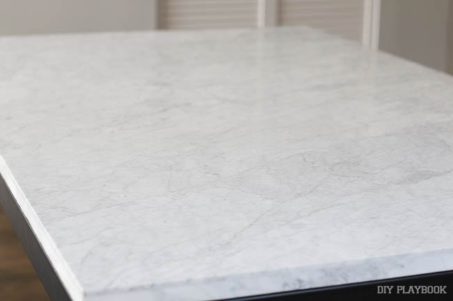 Here's a close up look at Casey's new marble top table. 