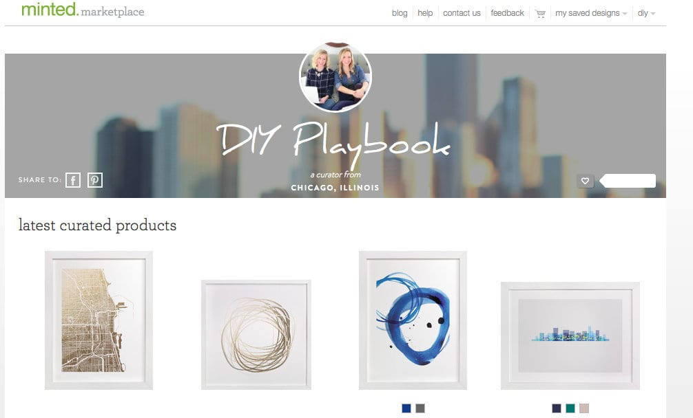 The DIY Playbook Minted store featured simple and chick pieces of art. 