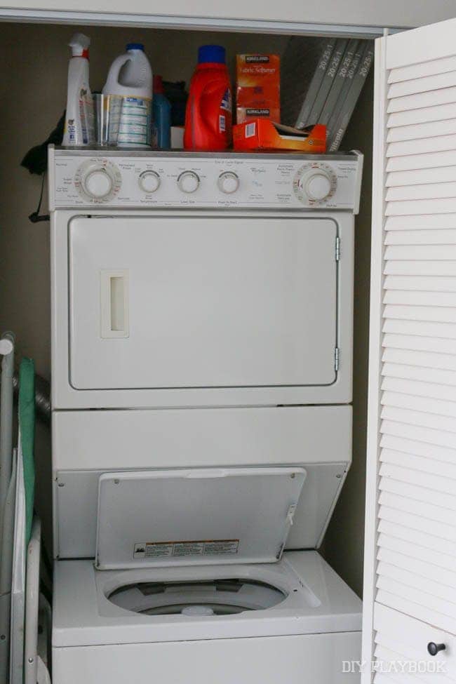 A stackable unit will help: laundry closet makeover | DIY Playbook