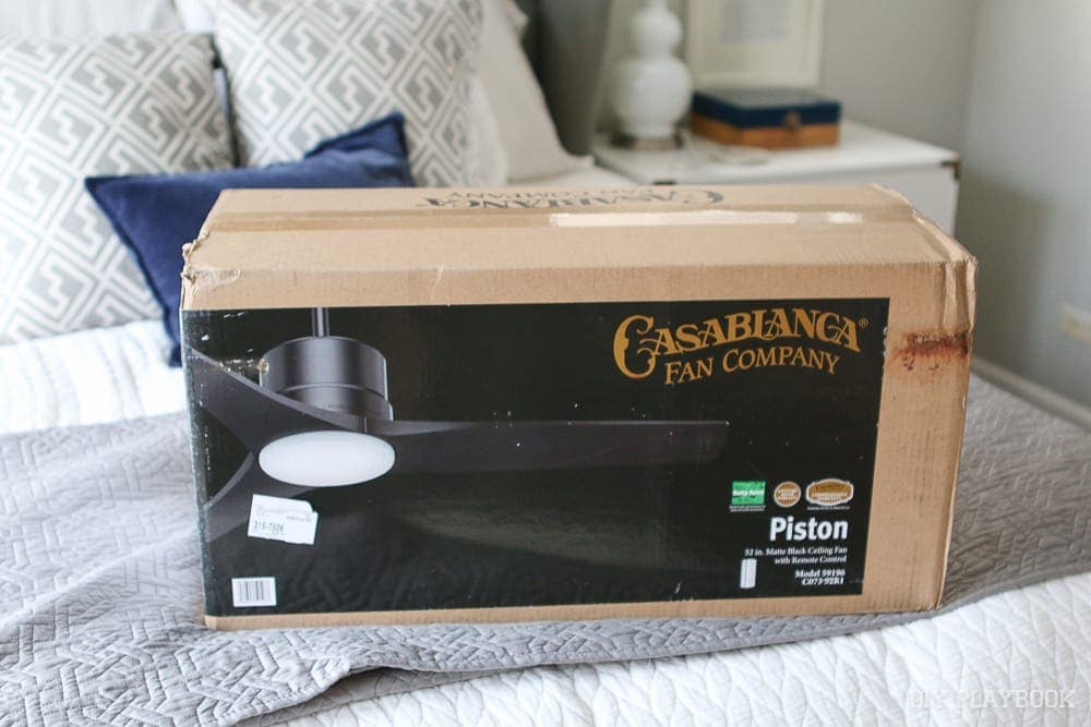 We went with a black ceiling fan from the Casablanca Fan COmpany. | DIY Playbook