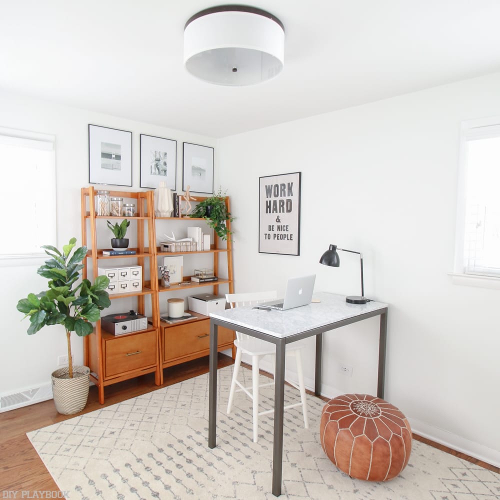 A Day lin the life of Bridget from DIY Playbook - When she comes home from teaching it's all about working on the blog in her gorgeous home office. Doesn't this bright space make you want to get thing done!