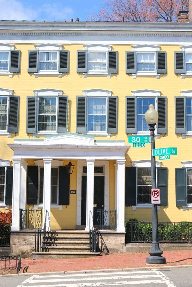 Bright yellow building in Georgetown. 