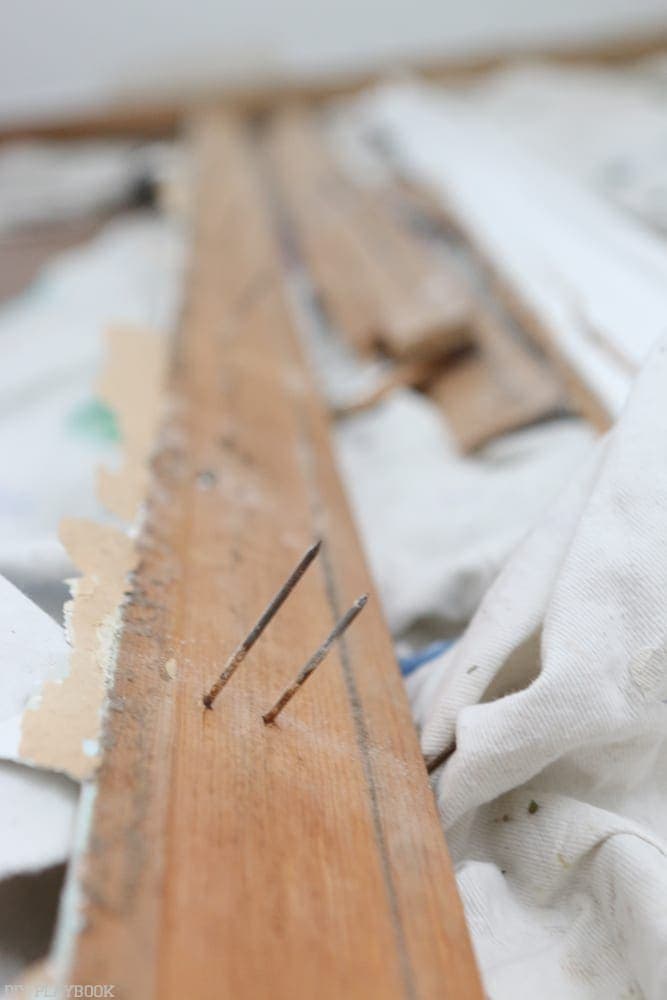 Be sure to remove the old nails from the baseboard you removed