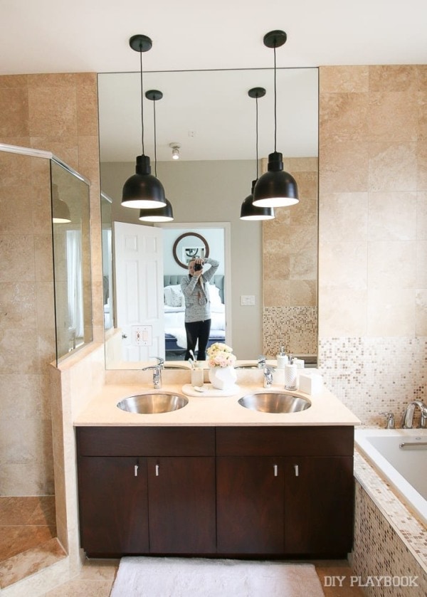 Contemporary Pendant Lights in our Master Bathroom | The DIY Playbook