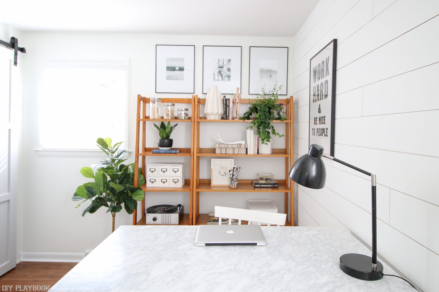 Home office- neat, tidy and accented with plants