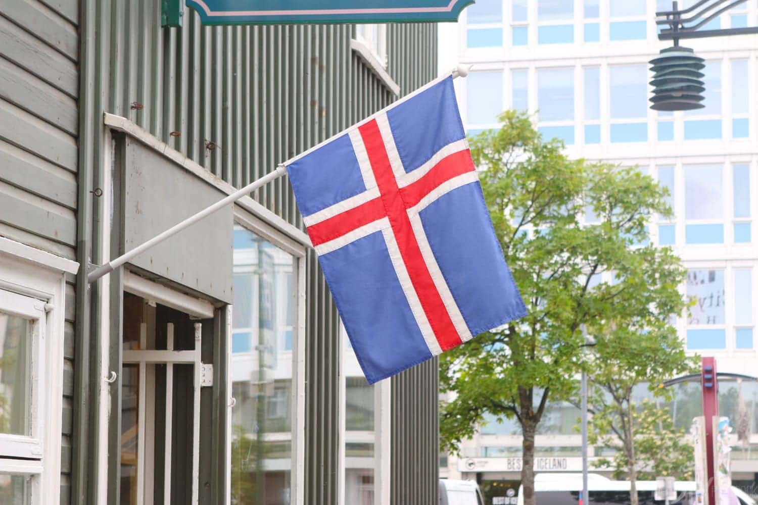 Icelandic flag in downtown
