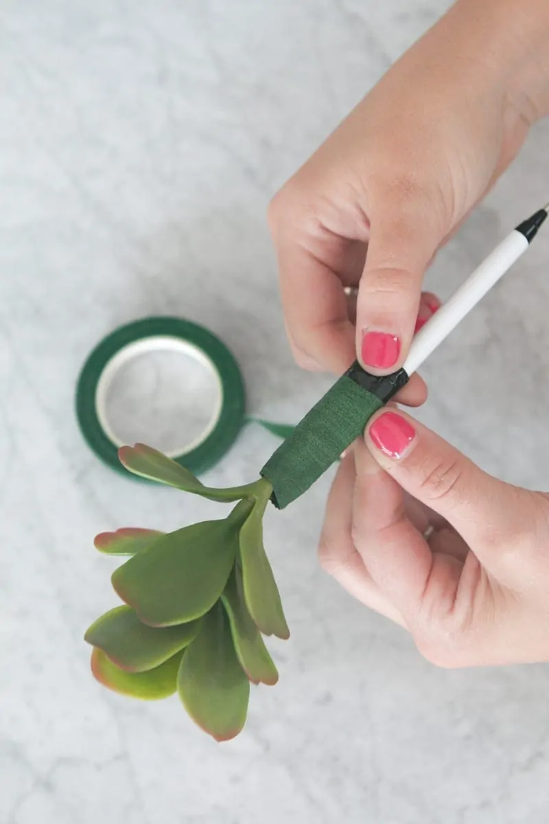 Cover the tape with floral tape: Succulent Pens DIY Office Decor Project | DIY Playbook