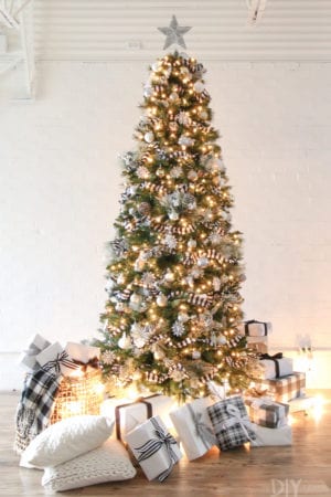 A Black and White Buffalo Check Christmas Tree