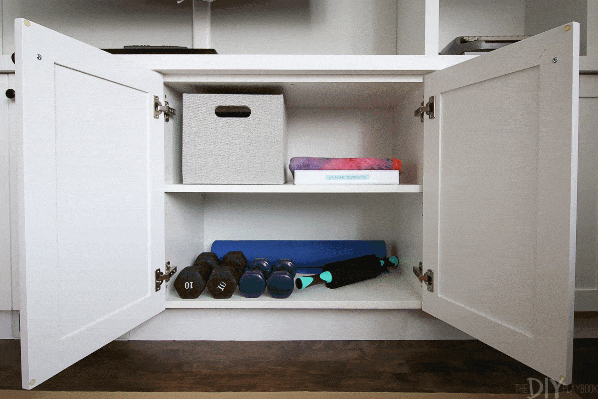 How to store exercise gear in a cabinet