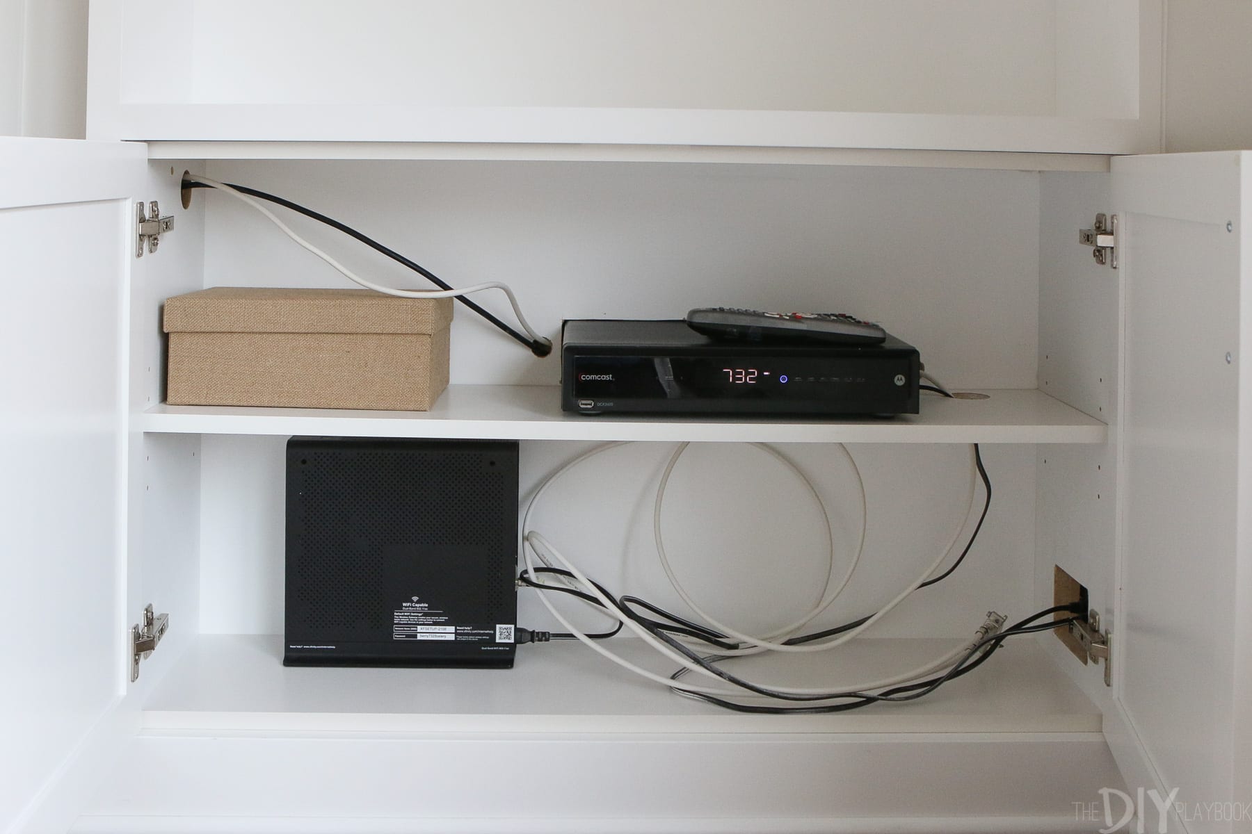 hiding the cable box in built-in shelves