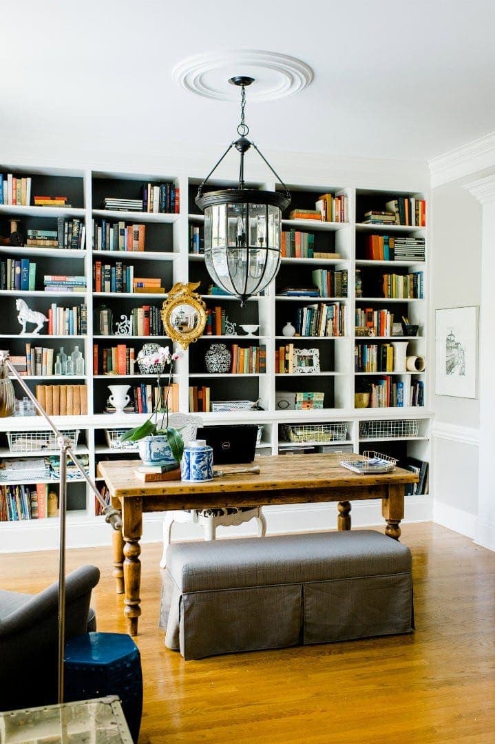 Emily Clark's office with built-in bookcases on the wall