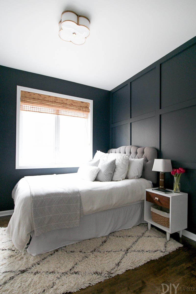 Wood wall treatment in guest room