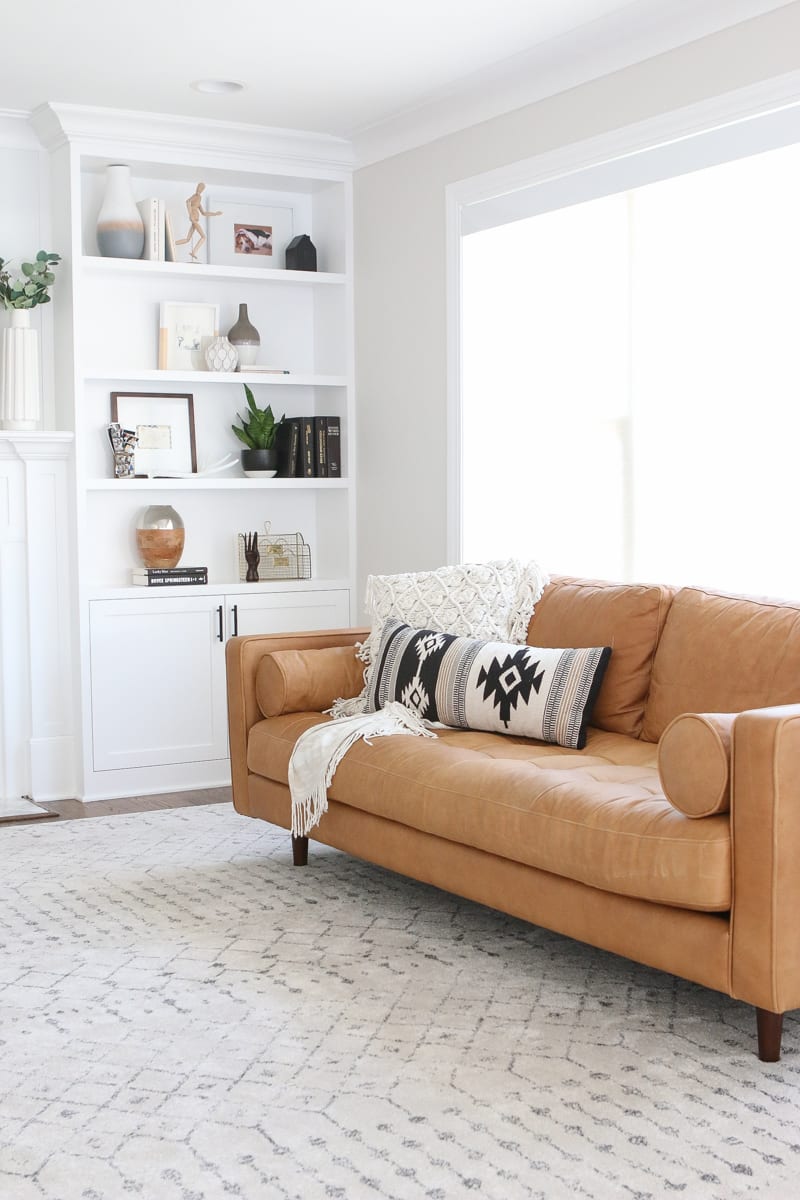 styling a leather couch from article