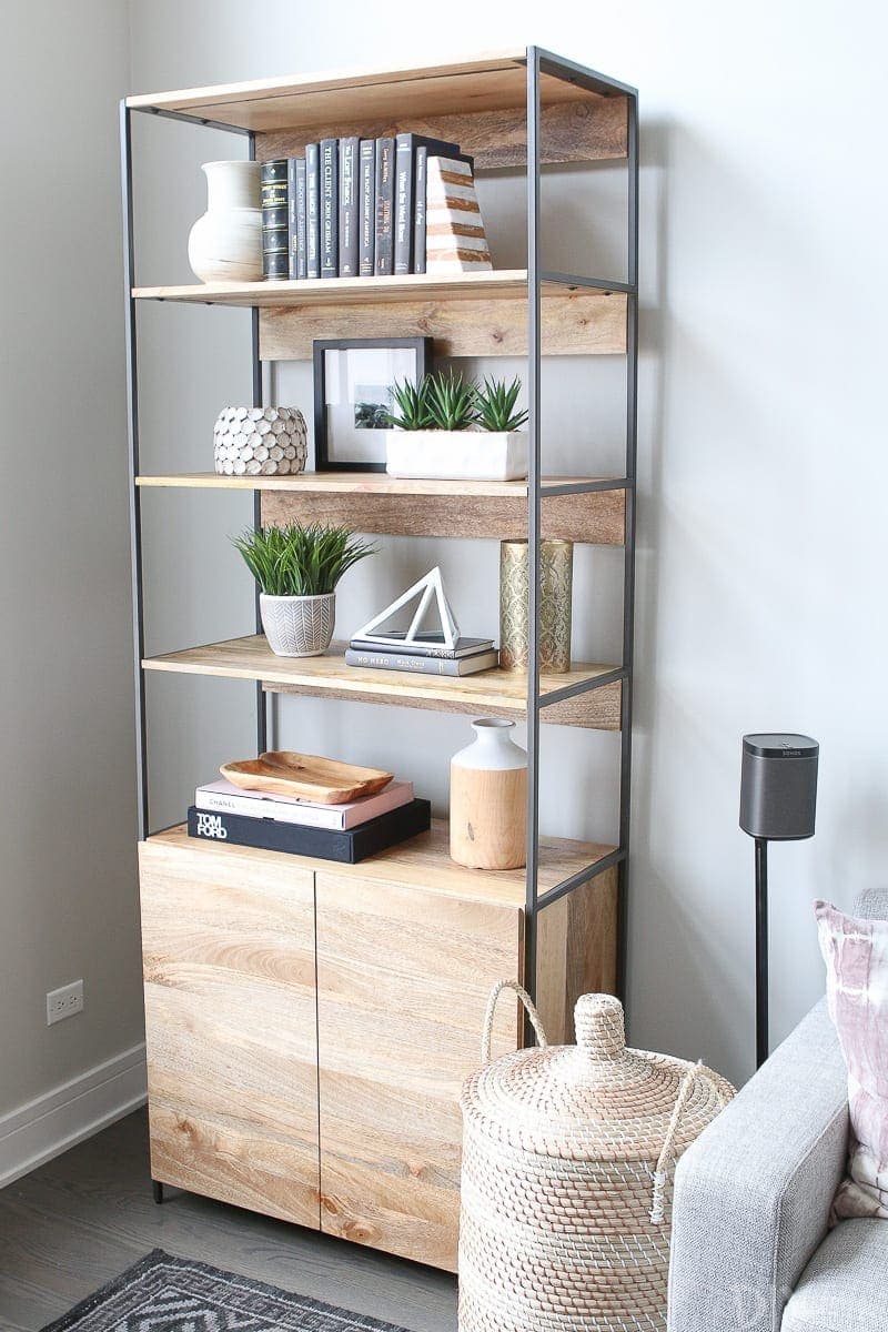This wooden bookcase from West Elm holds accessories and decor for extra style!