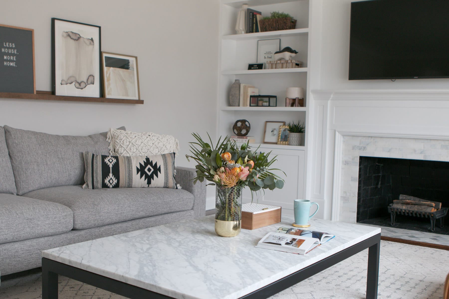 Marble coffee table from Crate + Barrel