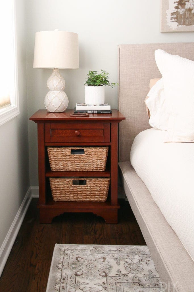 Pottery barn nightstands with baskets