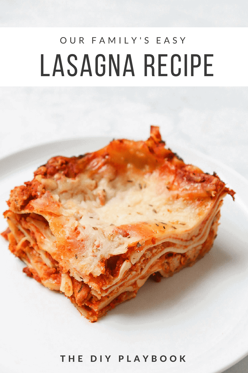 A homemade family lasagna recipe that is simple to make and tastes so good! #lasagna #lasagnarecipe