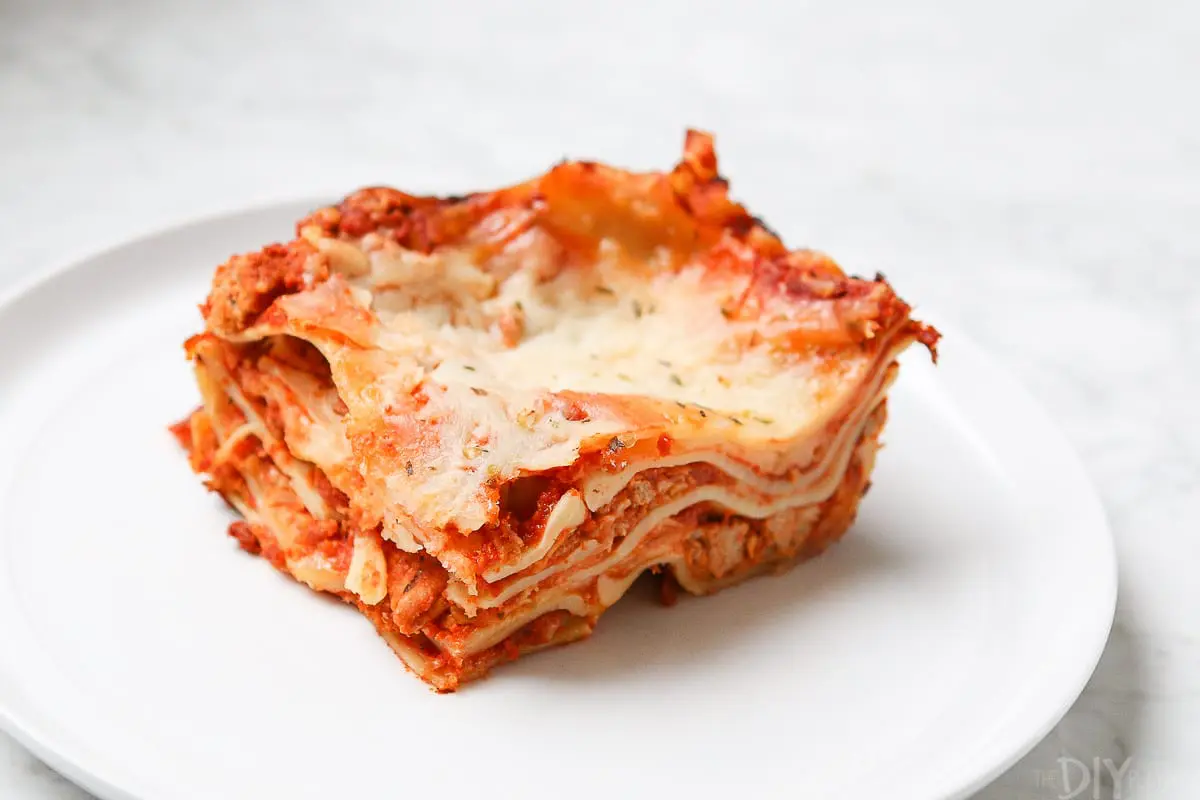 So many layers of cheese, noodles, and sauce in this lasagna