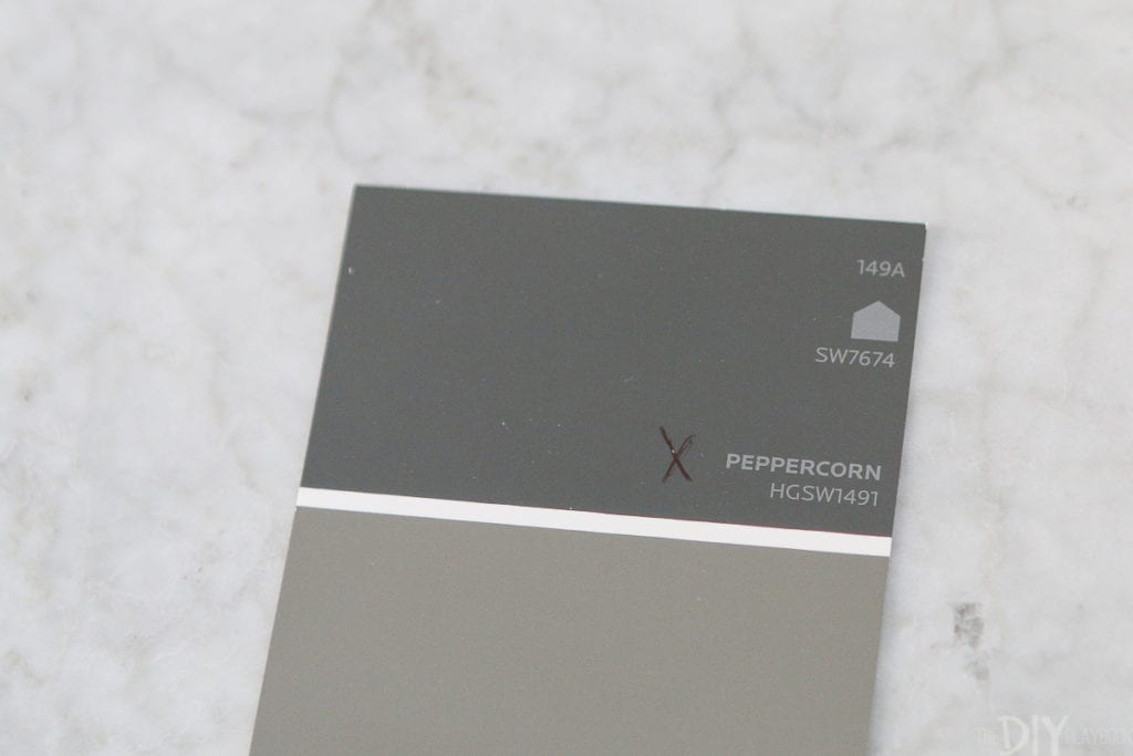 Sherwin Williams Peppercorn is the dark gray paint color I chose for our bathroom
