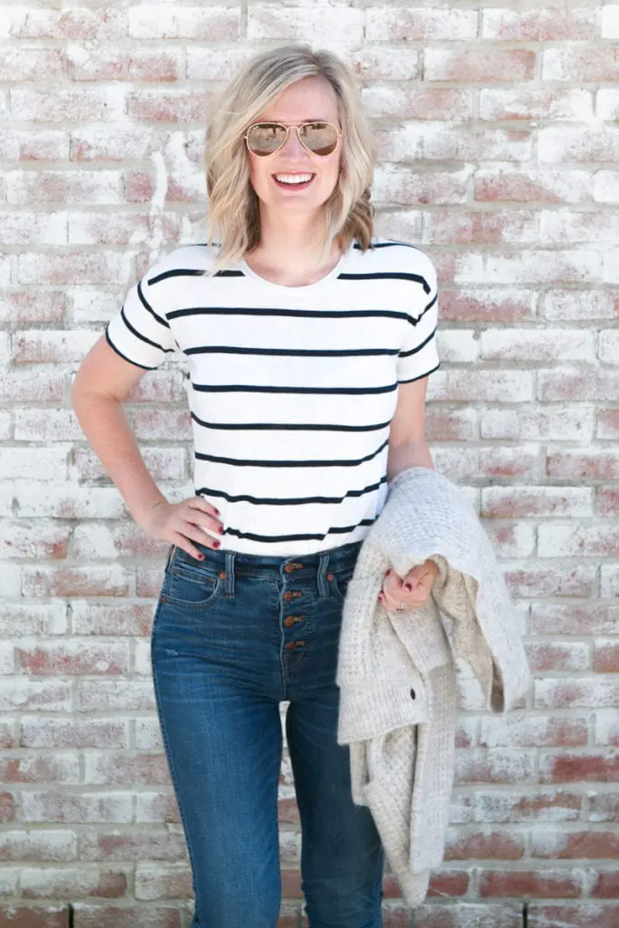Bridget in jeans and striped tee